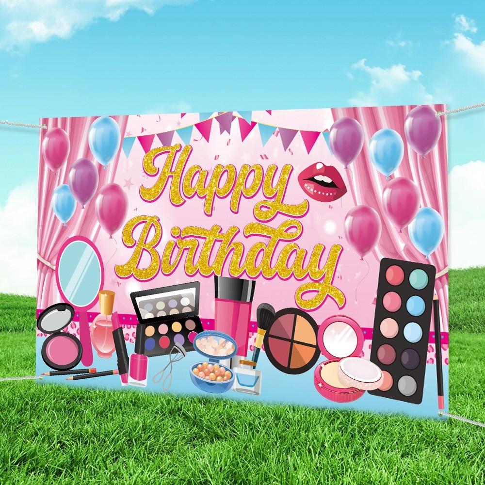 Birthday Makeup Themed Decoration Background Banner For Girls Party Props