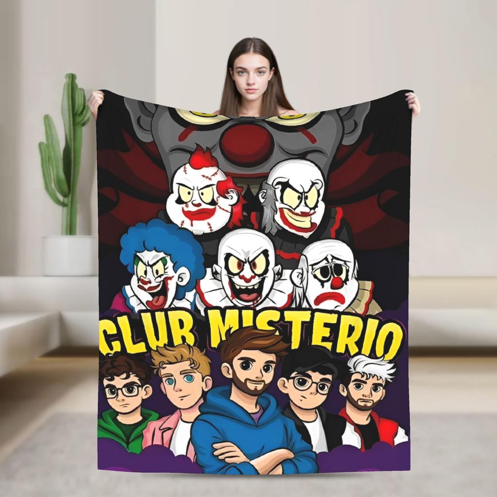 Fede V-Vigevani Flanelldecke Club Misterios Warm Weich Überwurfdecke für Außen Dekorative Lustige Tagesdecke Sofa Bettbezug
