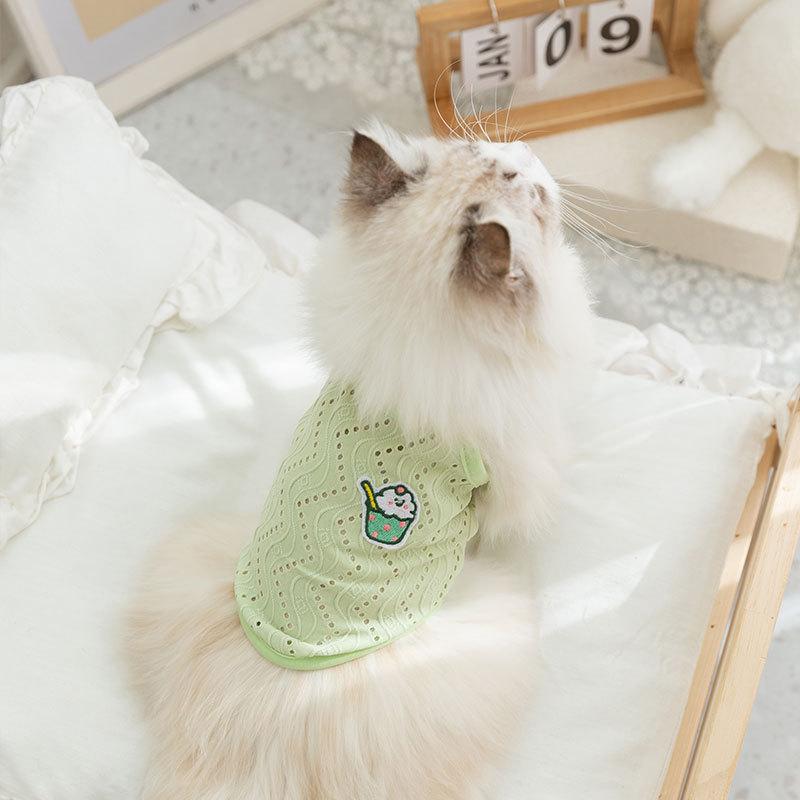 Simple cat sling spring and summer breathable dog vest kitten into cat pup bipod pet clothes