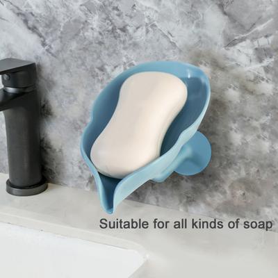 Soap Dish Wall-mounted Punch Free Space Saving Easy To Install Leaf Shape Bathroom Soap Draining Rack Daily Use
