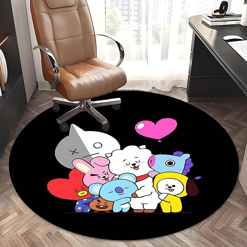 Kpop Chair Mat Round Rug-Office Carpet, Machine Washable, Non-slip, Suitable for Living Rooms, Bedrooms