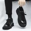 Fashion Leather Brogue Shoes for Men Black Thick Sole Platform 2024 Trend High Quality Man Casual Shoe Fashion Retro Common Cowhide Pu