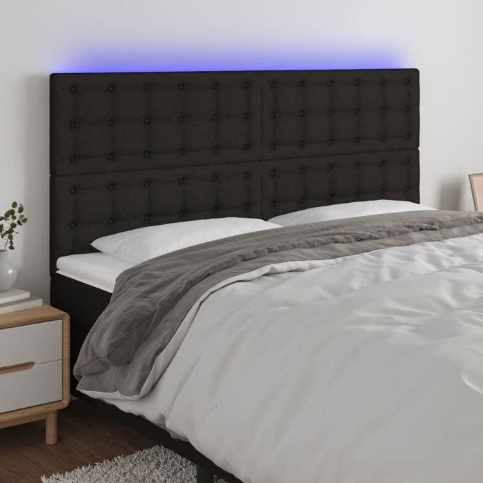 VidaXL Tête de Lit à LED Meuble de Chambre à Coucher Accessoire de Lit Double Tête de Cadre de Lit Intérieur Noir 3122874