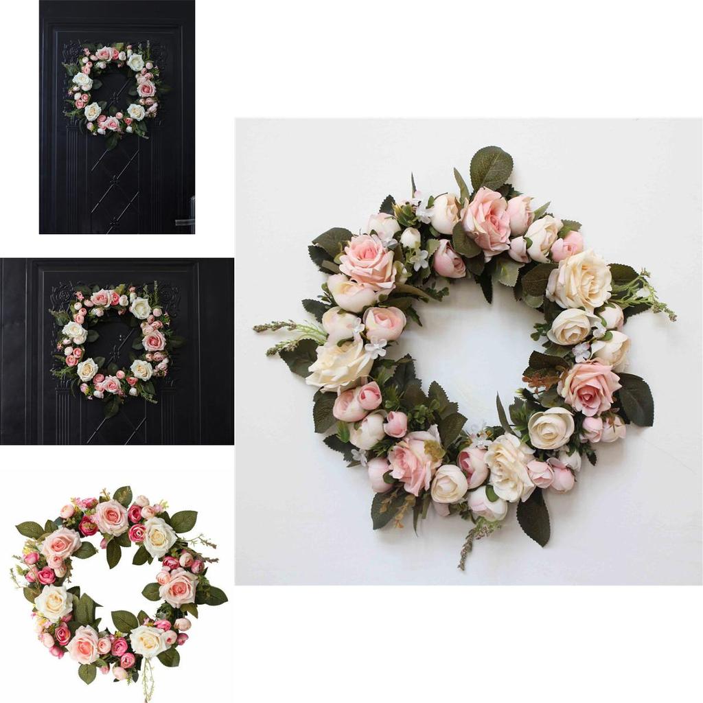 High-quality Artificial Peony Rose Hanging Door Flower Wreath For Events