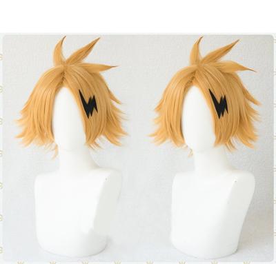 Saç aksesuarlı ısıya dayanıklı cosplay peruk, My Hero Academia'dan Denki Kaminari'yi içerir.