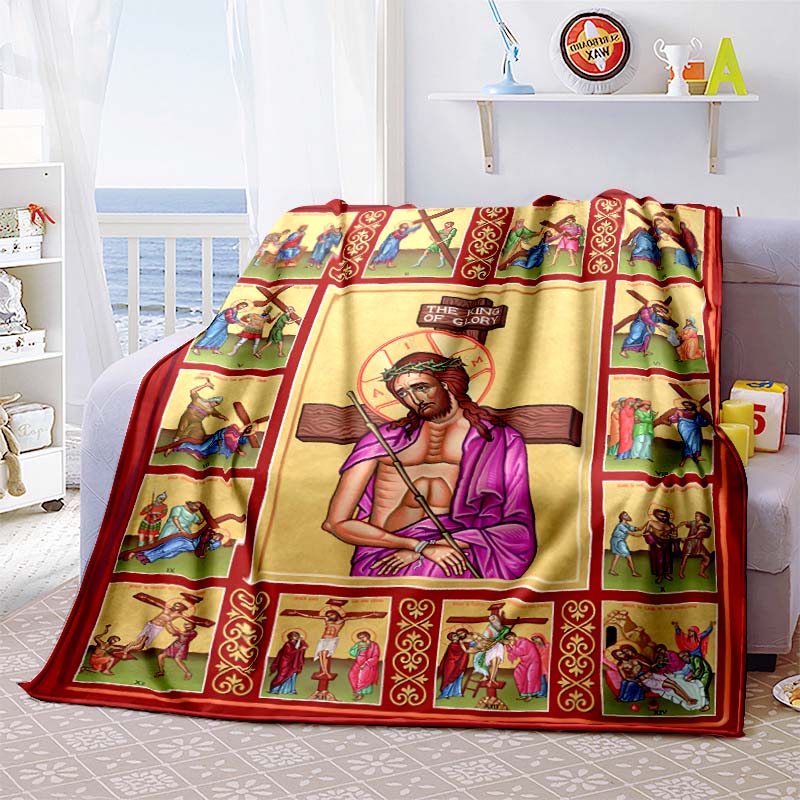 3D Blessed Virgin Mary Jesus HD Blanket,Soft Throw Blanket for Home Bedroom Bed Sofa Picnic Travel Office Rest Cover Blanket Kid