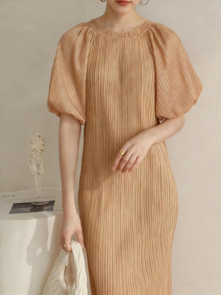 2026 Summer Miyake High-End Pleated Loose Pastoral Dress