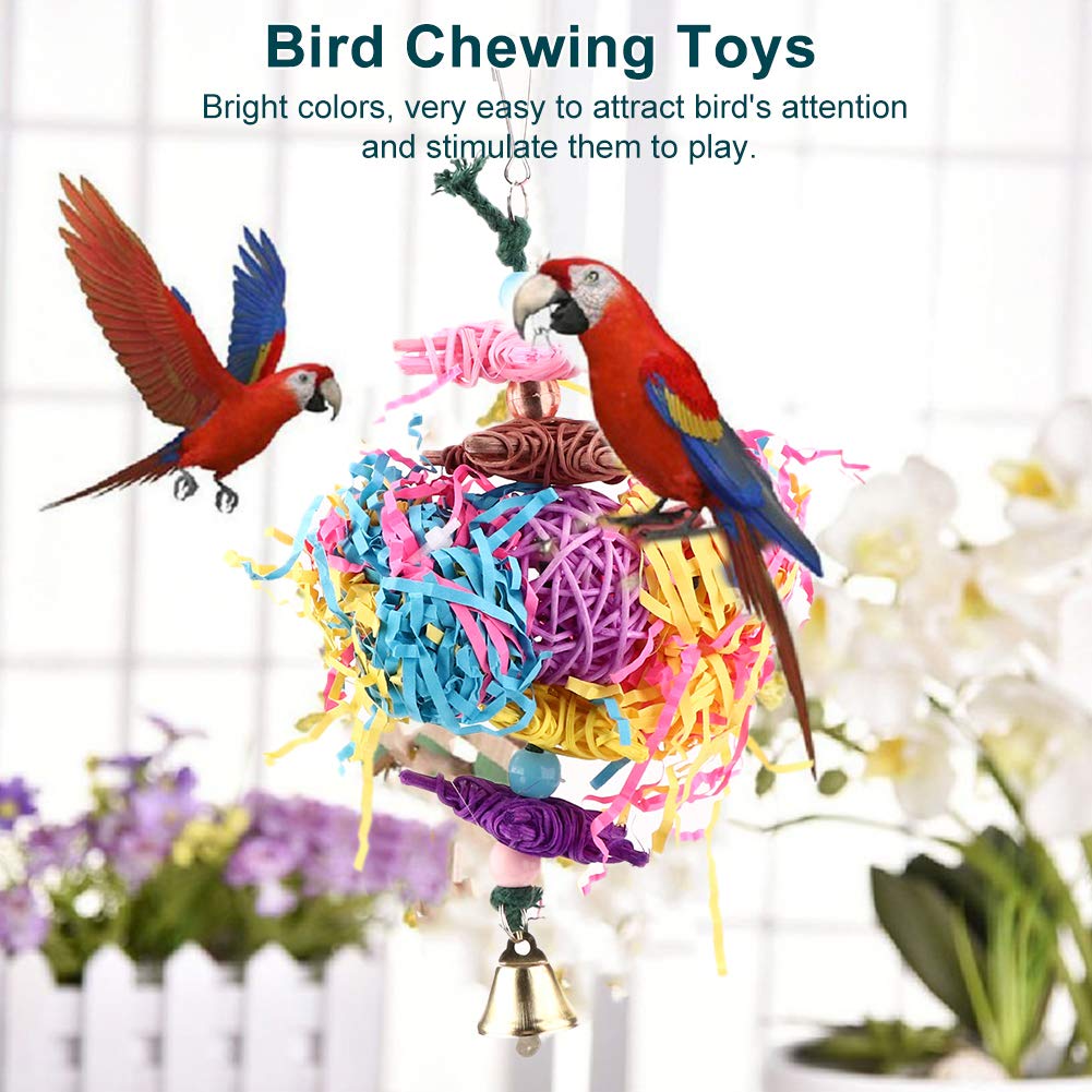 Bird Toy Wood and Paper Material Parrot Toy Bird Toy Easy Installation Stress Relief Athletic Toy Budgie Gauge Decoration Parrot Swing