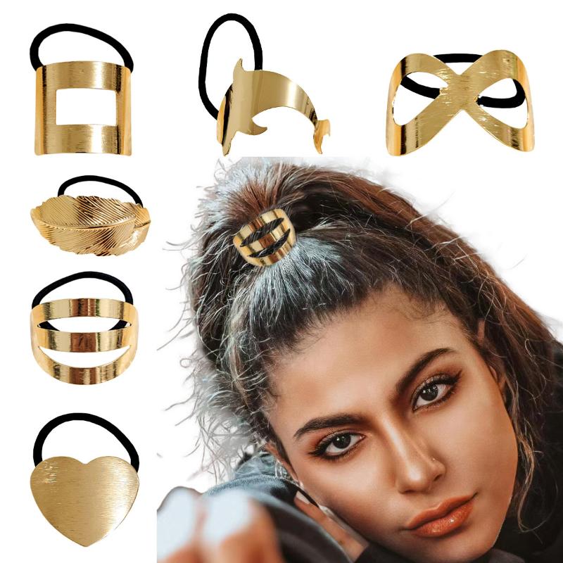 Fashion Alloy Headband Headdress Cool Style Ponytail Hair Ring High-end Seamless Hairband Set