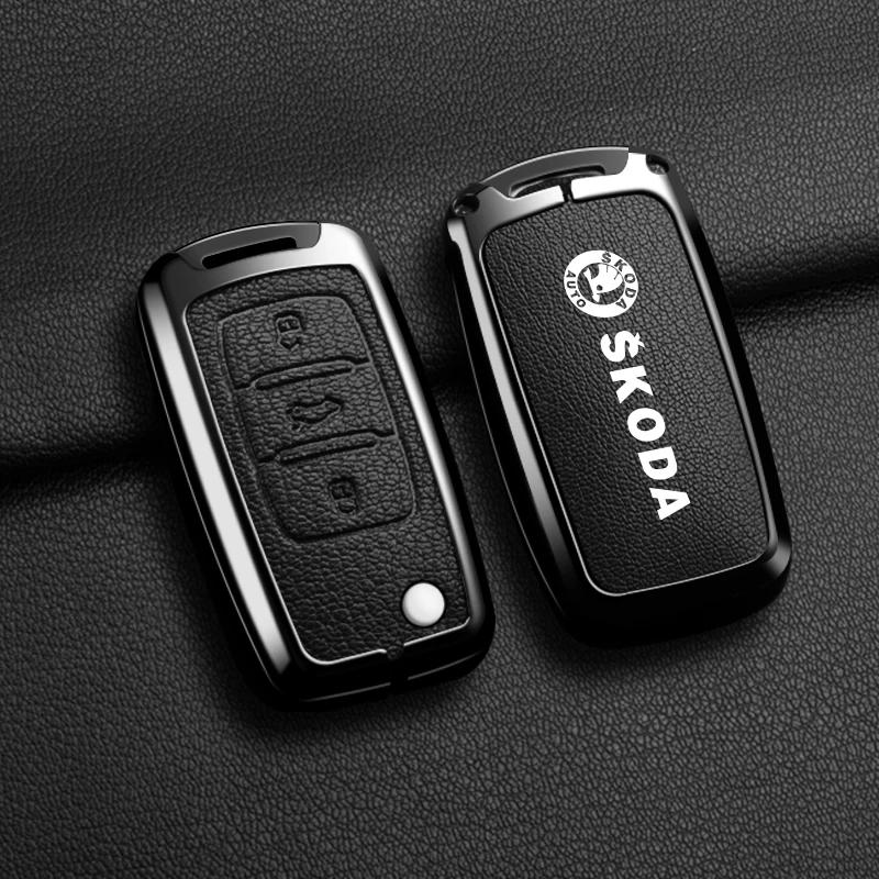 

Car Sticker Car Remote Key Case Full Cover Protector Shell Bag For Skoda Octavia A5 A7 Fabia Superb Kodiaq Karoq Auto Keychain A