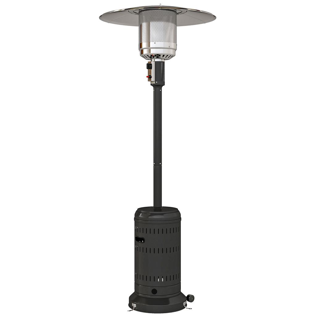 Patio Heater, Outdoor Gas, 11 kW, Adjustable Heat Settings, 82 x 82 x 223 cm, Black