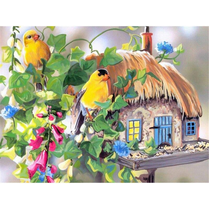 5D DIY Diamond Painting Bird's Nest Flower Diamond Embroidery Animal Cross Stitch Full Round Drill Home Decor Manual Gift