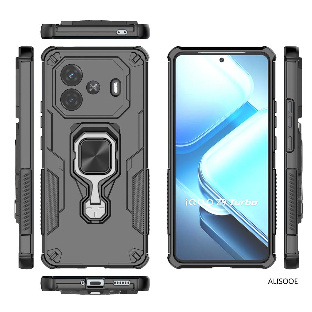 Rotatable Kickstand Capa for Vivo IQOO Z9 Turbo 5G Case Magnetic Ring Holder Protection Phone Cover Fundas