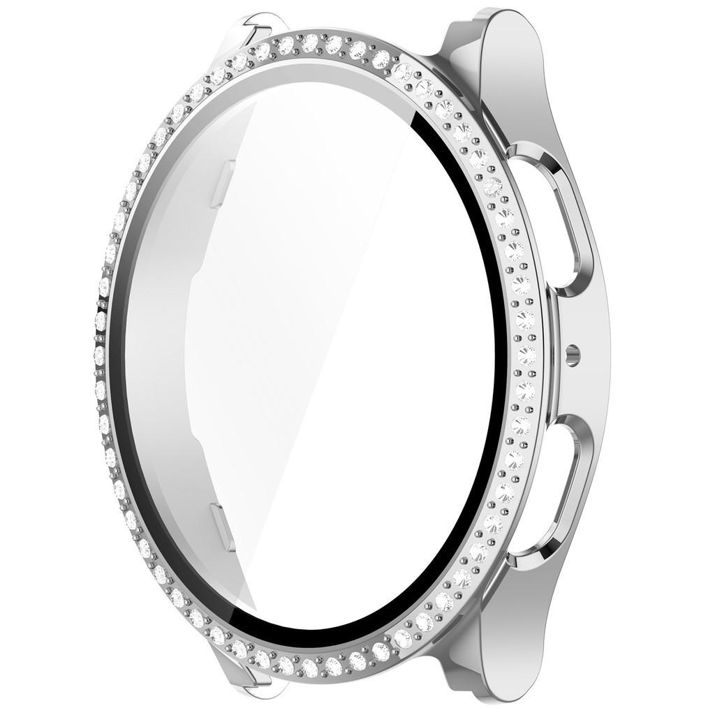 

Чехол для ПК + стекло для Samsung Galaxy Watch 7 44 мм 40 мм Аксессуары с бриллиантовым блеском Защитный чехол для Watch 7 Shell Cover for Watch 7 44mm серебряный