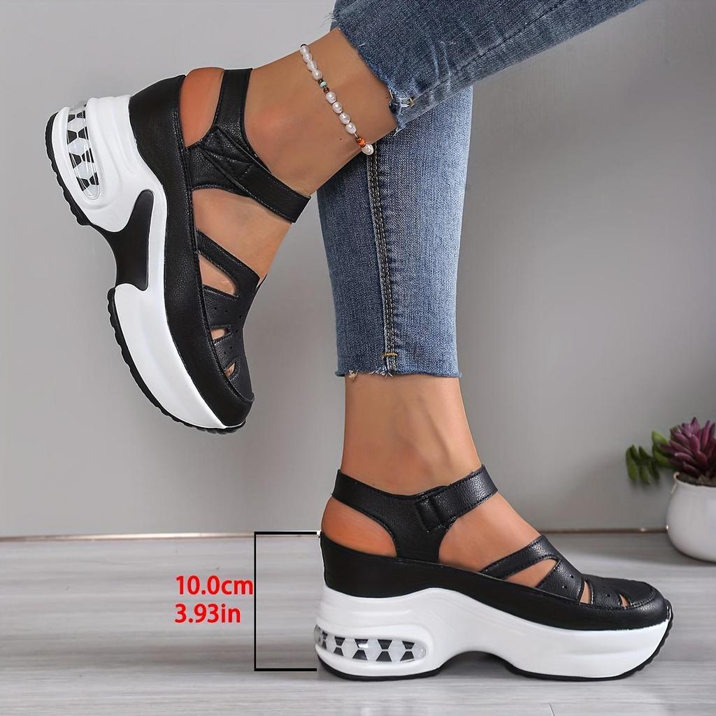 Lässige Synthetik-Sandalen mit atmungsaktivem Cut-Out-Design und dicker Luftpolstersohle