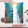 2D Flat Printing 2pcs Curtain Dolphins Coral Reef Ocean Digital Printed Polyester Drapes Festive Holiday Perfect for Photo