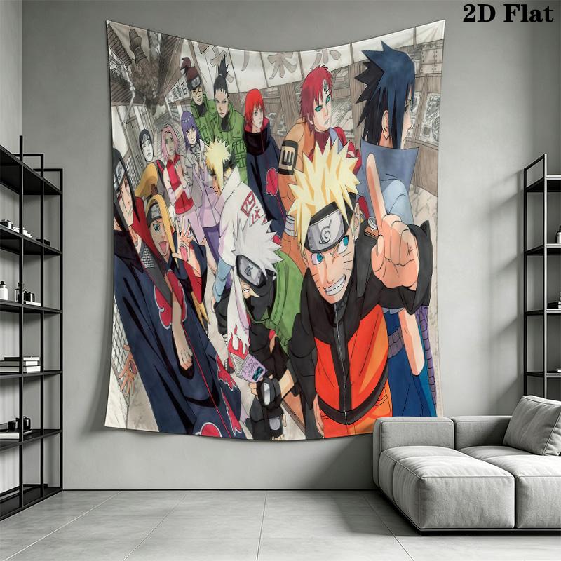 Naruto Team Battle Wall Tapestry Aesthetic Wall Hanging Printed Fabric Blanket Decorative Tapestries For Bedroom Living Room Home Decor