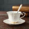 Squisito Set Tazza da Caffè, Sottotazza e Cucchiaino in Osso Porcellanato con Ceramica Dorata per Cappuccino e Tè Pomeridiano