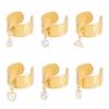 304 Stainless Steel Cuff Rings for Women, with Cubic Zirconia Charms, Mixed Shapes, Golden, Adjustable, 6pcs/set