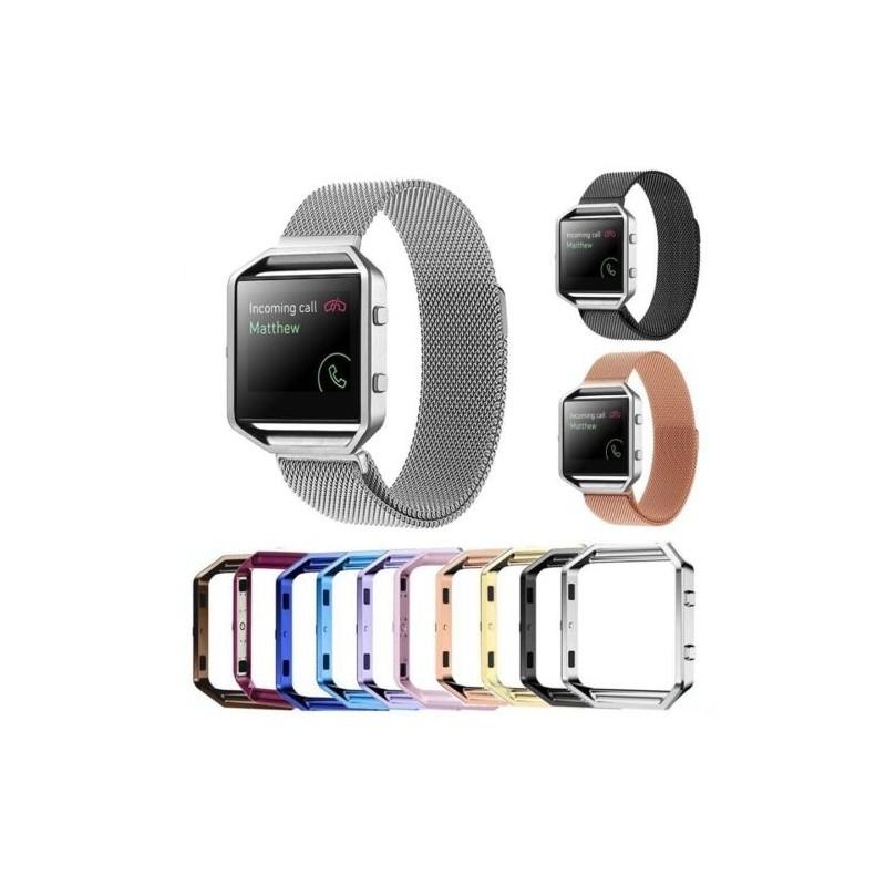 Elegant Milanese Metal Strap Wrist Band Bracelet With Frame For Fitbit Blaze Watch Tracker