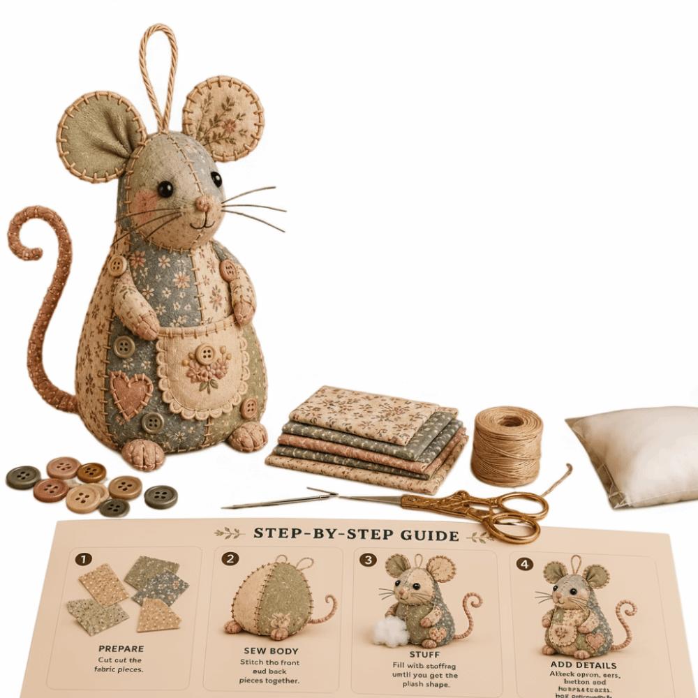 Beginner-friendly Handmade Patchwork Mouse Kit Patchwork Mouse Pendant  Craft Activities