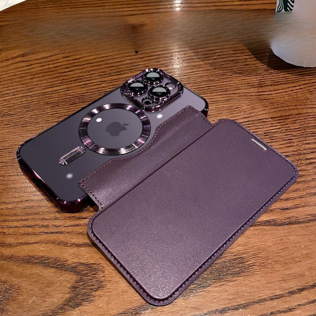 Anwendbar auf Apple 17proMax Vollständig inklusive Magnetklappe Lederhülle IPhone 16 Transparent 15 Sturzsichere Handyhülle