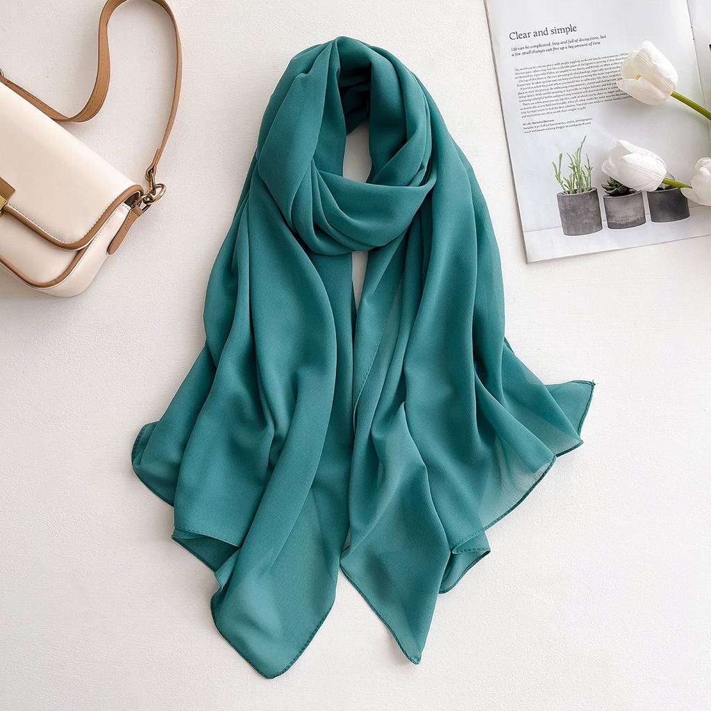2025 New Elegant Modest Women Bubble Chiffon Solid Color Muslim Head Scarf Ladies Shawl and Wrap Female Foulard Hijab Stoles
