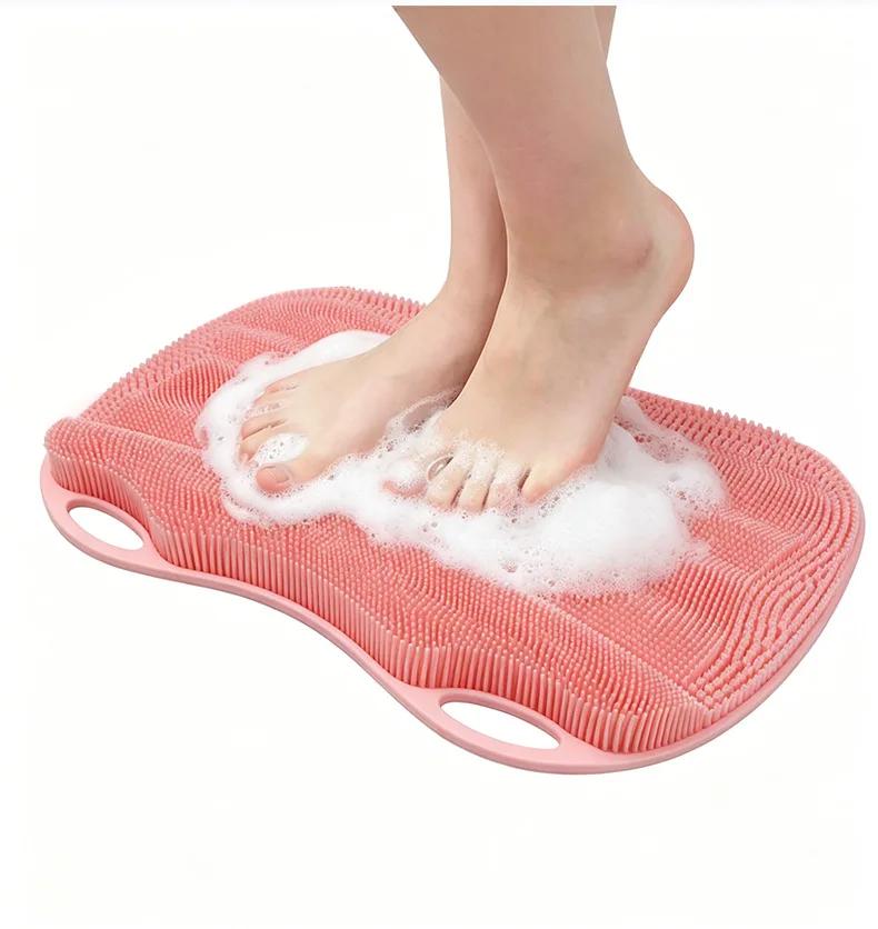 Hot Selling Silicone Bathroom Foot Wash Pad Scrubbing Pad Super Large Suction Cup Foot Massage Pad Back Rubbing Tool