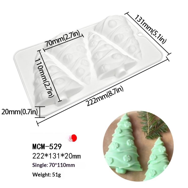 Dorica 4-Kammer 3D Weihnachtsbaum Design Mousse Form Schokolade Französische Dessert Backwaren Silikonform Kuchen Backen Dekorationswerkzeuge
