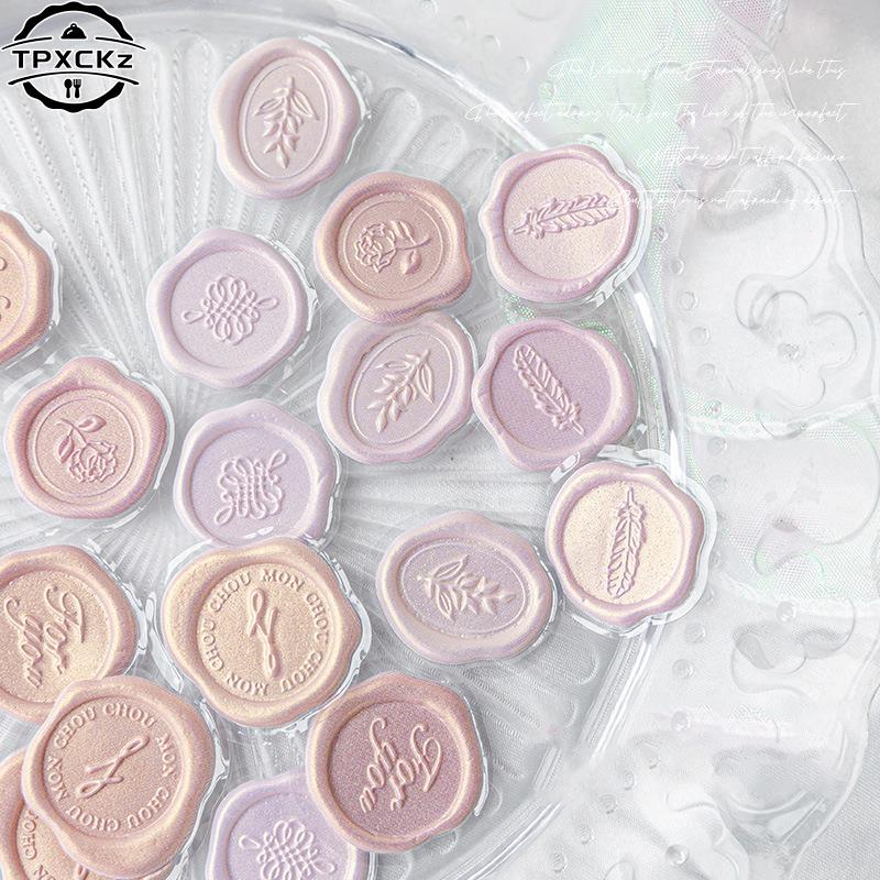 18pcs/bag Vintage Sticker Wax Stamp Seal Sticker Candy Color Sticker For Student For DIY Decorative Scrapbook Wedding Envelope