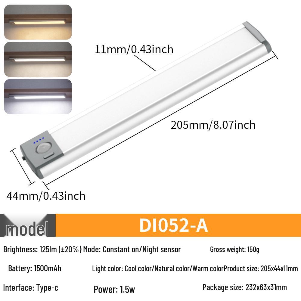 

Smart LED Night Light: Motion-Sensing, Rechargeable, Minimalist Design for Bedroom, Wardrobe, Corridor 2W