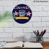 2D Flat, 1pc Round "Happy Independence Day" Aluminum Hanging Sign, Patriotic USA Flag Star Bunting Design, Rustic 4th of July Metal Wall Decor