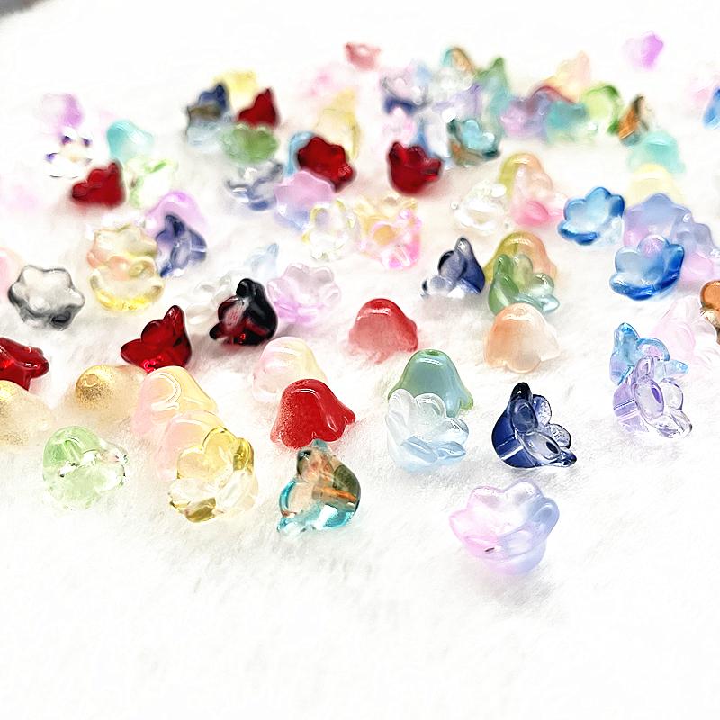 20pcs 7X12mm Colorful Bellflower Lampwork Beads Caps Glass Spacer Beads For Jewelry Making DIY Bracelets Hairpin Accessories