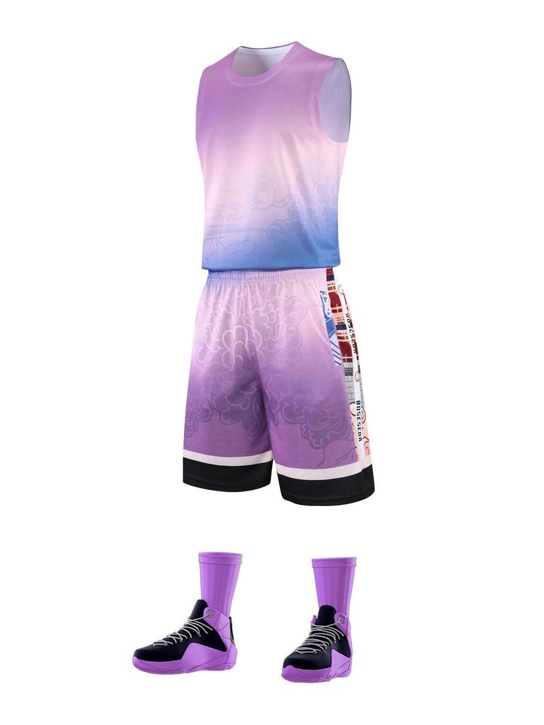 Men's Summer Training Basketball Tank and Shorts Set with Custom Printing
