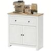 Sideboard Storage Cabinet, Modern Kitchen Cupboard with Adjustable Shelf, Drawer and Double Doors, Cream White