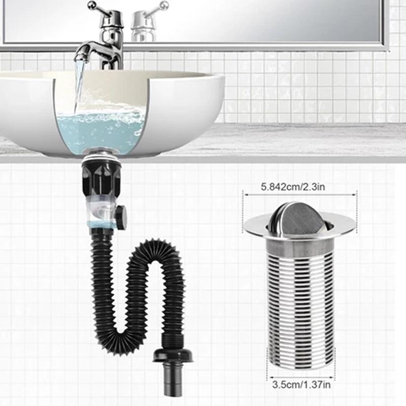 Universal Sink Drain Pipe Set Retractable Deodorant Sewer Drainage Water Hose Bathroom Kitchen Wash Basin Drainer Accessories