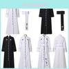 Damska szata kapłańska z kołnierzem stojącym Rzymska sutanna Pasek Styl uliczny Biały/czarny XS-5XL
