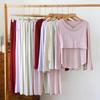 Women's Spring/Autumn Modal Pajama Set: Padded Cup, Long Sleeve, Long Pants, Side Pocket, Loose Fit - Wear Indoors or Out.