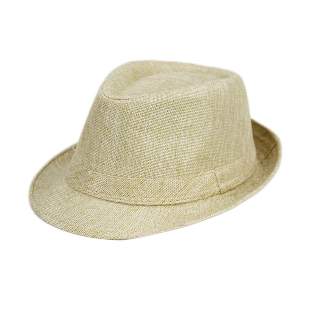 Britischer Leinen Herren Jazzhut Vintage Lässig Kirche Strandhut Unifarben Herren Panama Hut Sommer