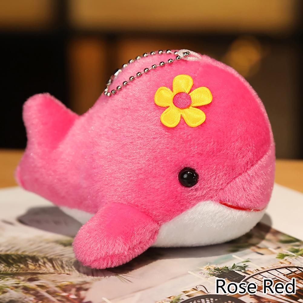 Dolphin Plush Toy with Flower Cute Ocean Fish Toys Key Chain Pendant Gifts for Children Kids Toy Wedding Gifts
