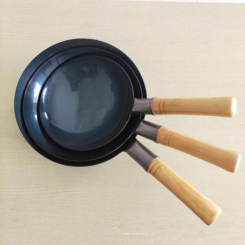 Wholesale Factory Supply Carbon Steel Cookware Set Hot Selling Wok Pan Heathy Cooking Pots Hot Selling Kitchen Use (Black,17cm)