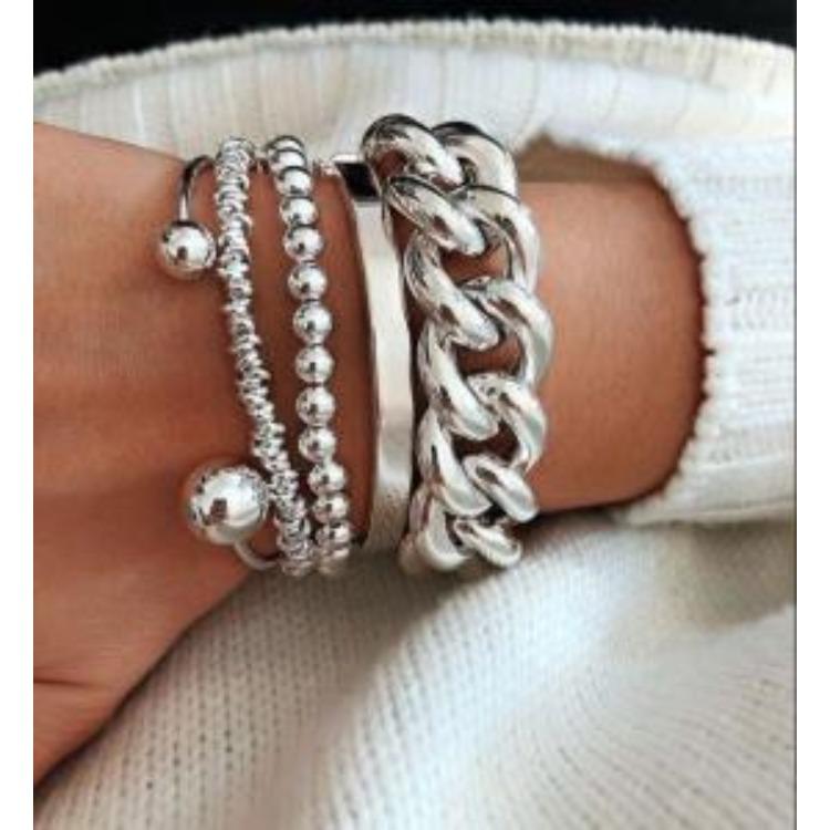 Punk Bracelet For Women 2026 Girls Bracelets & Bangles Set Simple Large Chain Bracelet Hand Ring Fashion Jewelry Accessories New