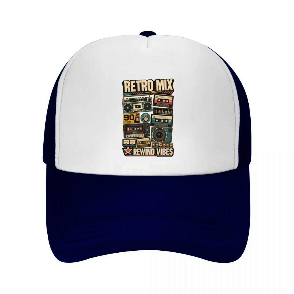 Retro Boombox Mix Tape Revival Mesh Baseball Cap Casual Hat Outdoor For Womens Unisex FeUnisex