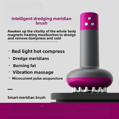 Electric Meridian Brush Micro-current Massage Brush Scraping Massager Health Physiotherapy Artifact Vibration Hot Compress Scraping Instrument