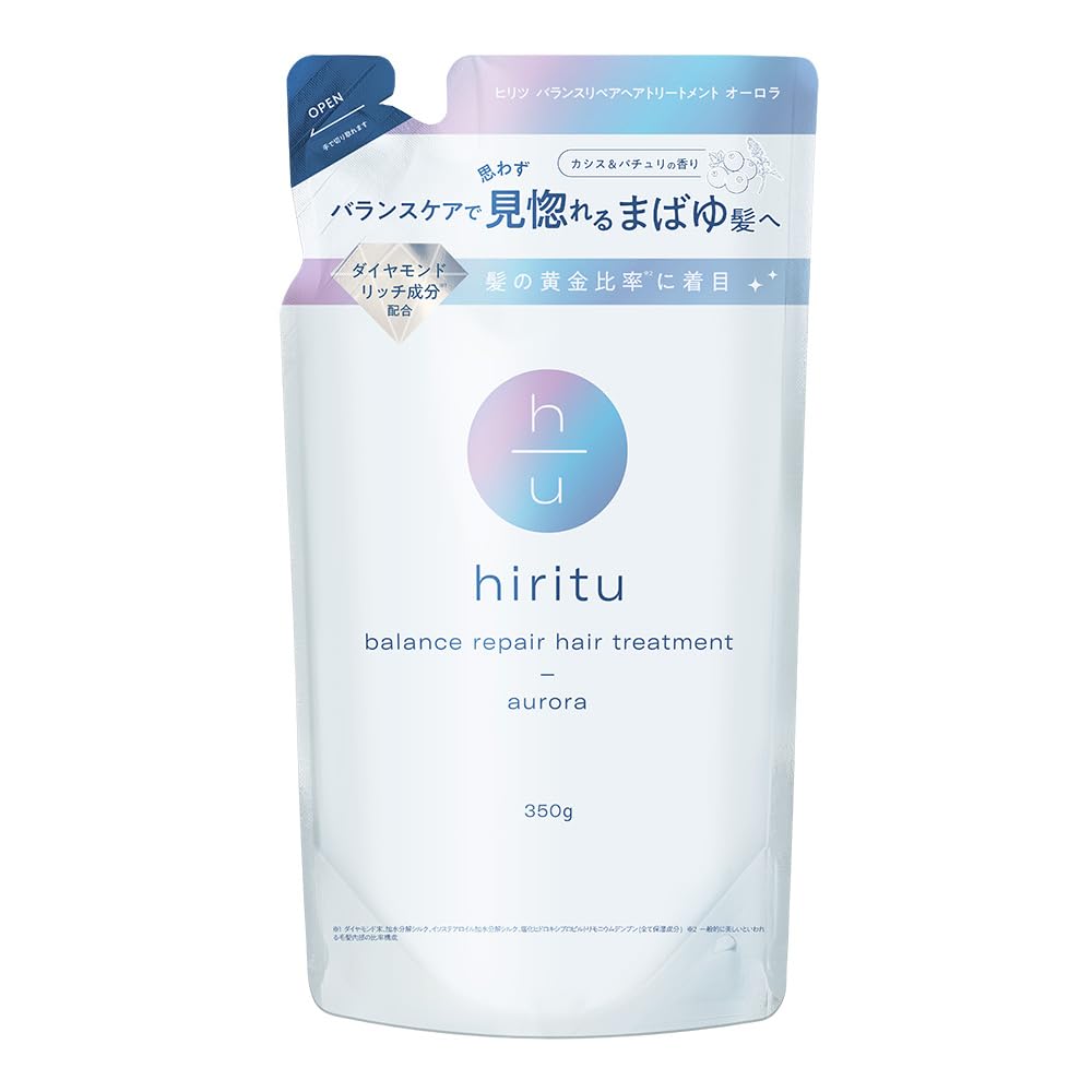 Hiritu Восстанавливающая маска для волос Balance Repair Aurora [Серия Ultimate Shine] - От frizz, Восстановление повреждений, Очищение PPT и аминокислотами, Черная смородина и Пачули Refill 350g