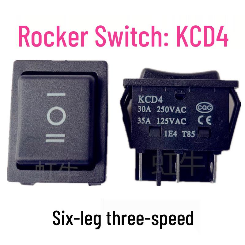 Waterproof 3-Position Rocker Switch, 35A/30A High Power, 6-Pin, Black