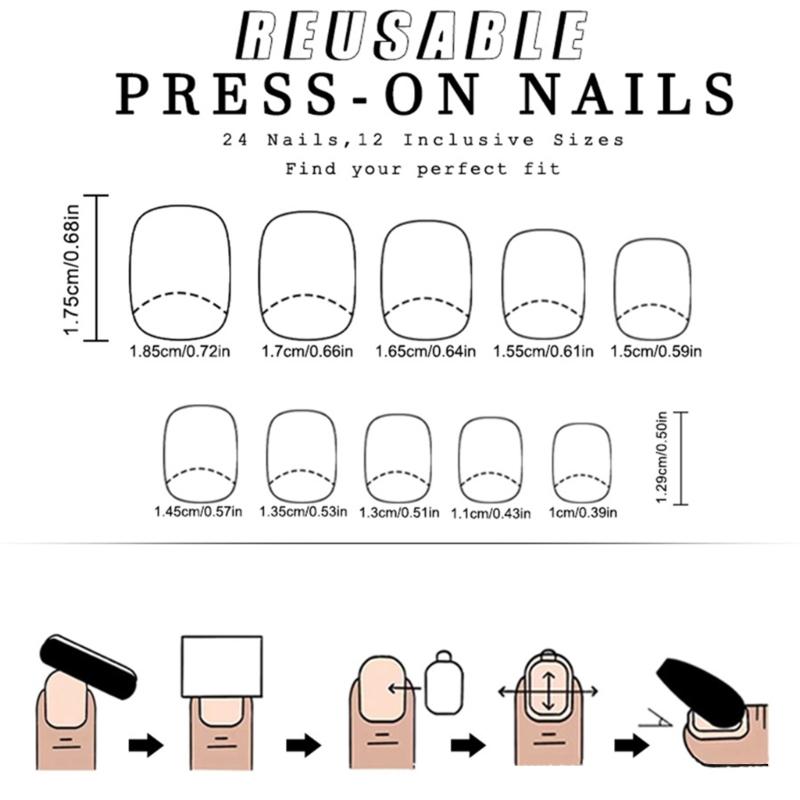 24 Pcs Christmas Press On Nails Short Square Full Cover False Nails Christmas Tree Artificial Nails Manicures Supplies