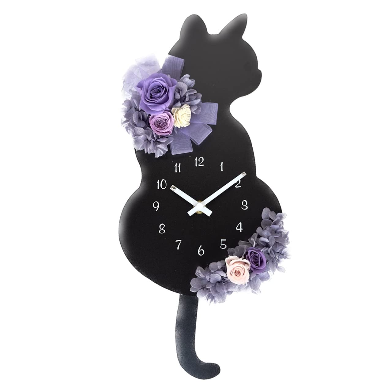 

Kuroneko Flower Pendulum Wall Cat Preserved W172 x D45 x Lulu s Clock, Purple, Clock, Design, Flowers, Size H400mm, Purple, Lulu s-0660 фиолетовый