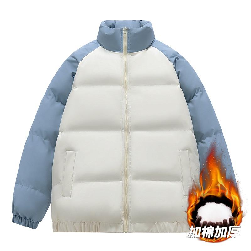 Herren Splice Baumwollgepolsterte Jacke Stehkragen Verdickt Winter Neu Herren Jugend Lässig Brot Kleidung Baumwollgepolsterte Jacke