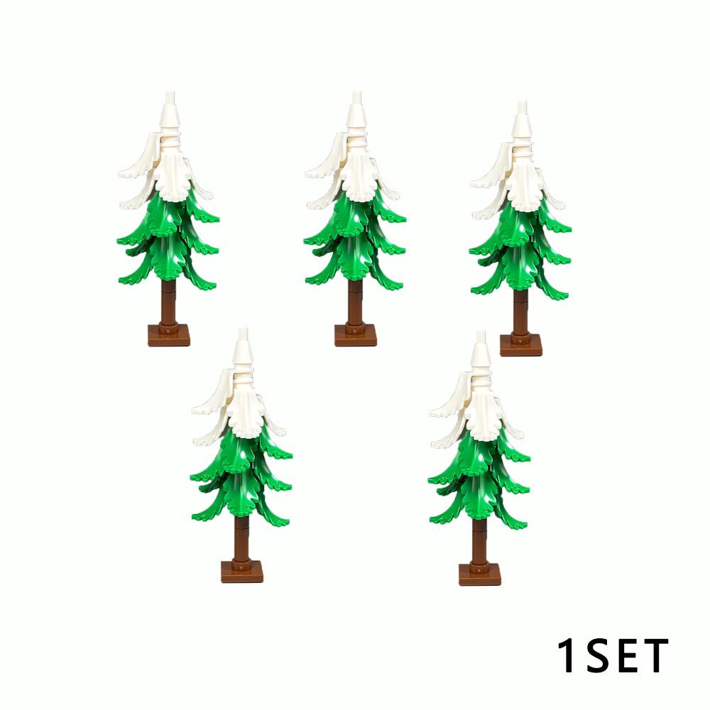 DIY Pine Tree Model Kit - Snowy Christmas Tree Street Forest Compatible with Building Blocks & Assemble Particles